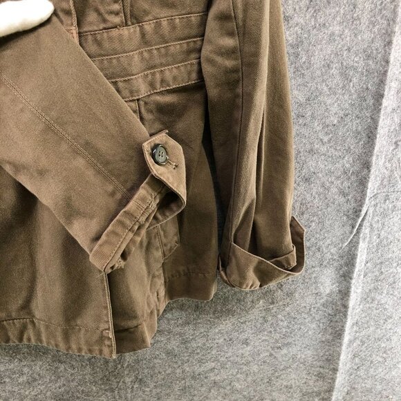 Joie Military Jacket Womens L Brown Double Breasted Cotton Khaki Utility - Picture 5 of 12